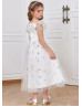 Off Shoulder Star Tulle Shimmering Flower Girl Dress